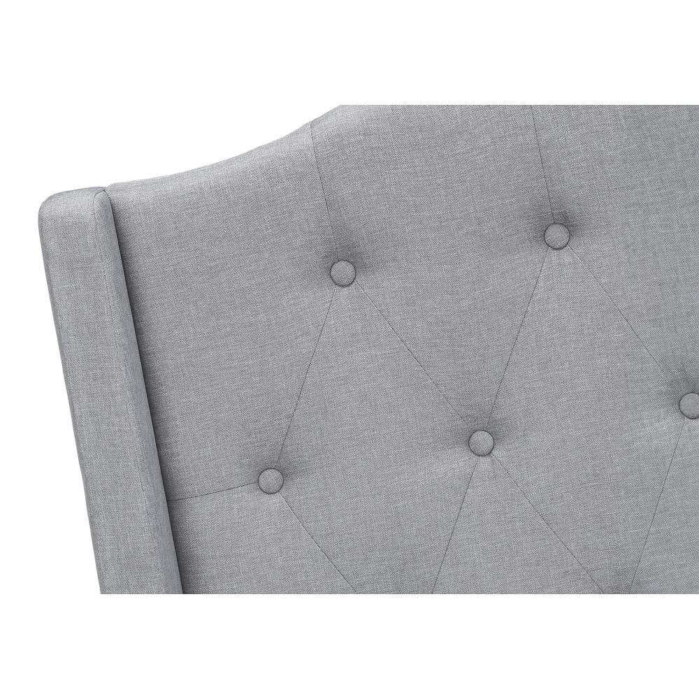 Bed, Queen Size, Bedroom, Upholstered, Grey Linen Look, Chrome