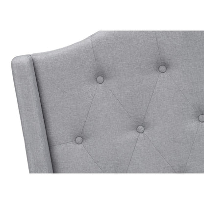 Bed, Queen Size, Bedroom, Upholstered, Grey Linen Look, Chrome