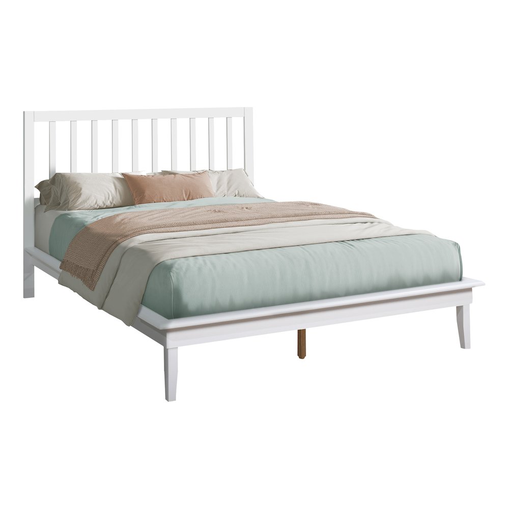 Bed, Platform Bed, Queen Size White Wood Legs, Contemporary, Modern