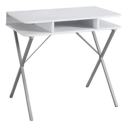 Computer Desk, Home Office, Laptop, Storage Shelves, 31L, Work, White Laminate