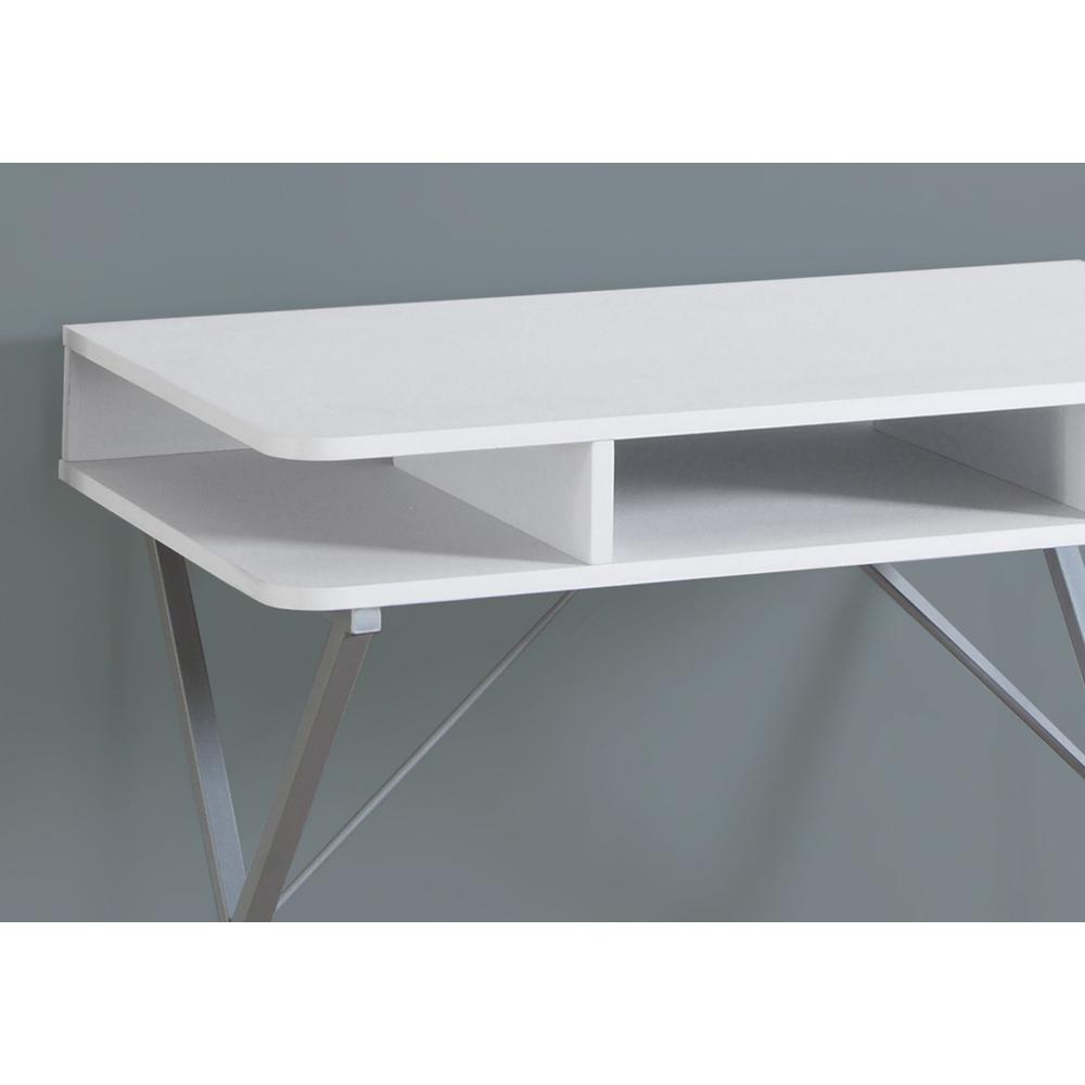 Computer Desk, Home Office, Laptop, Storage Shelves, 31L, Work, White Laminate