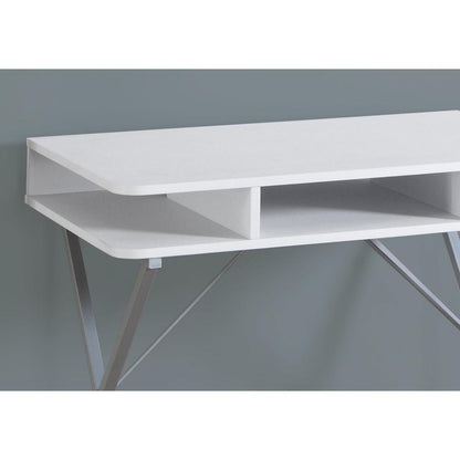 Computer Desk, Home Office, Laptop, Storage Shelves, 31L, Work, White Laminate