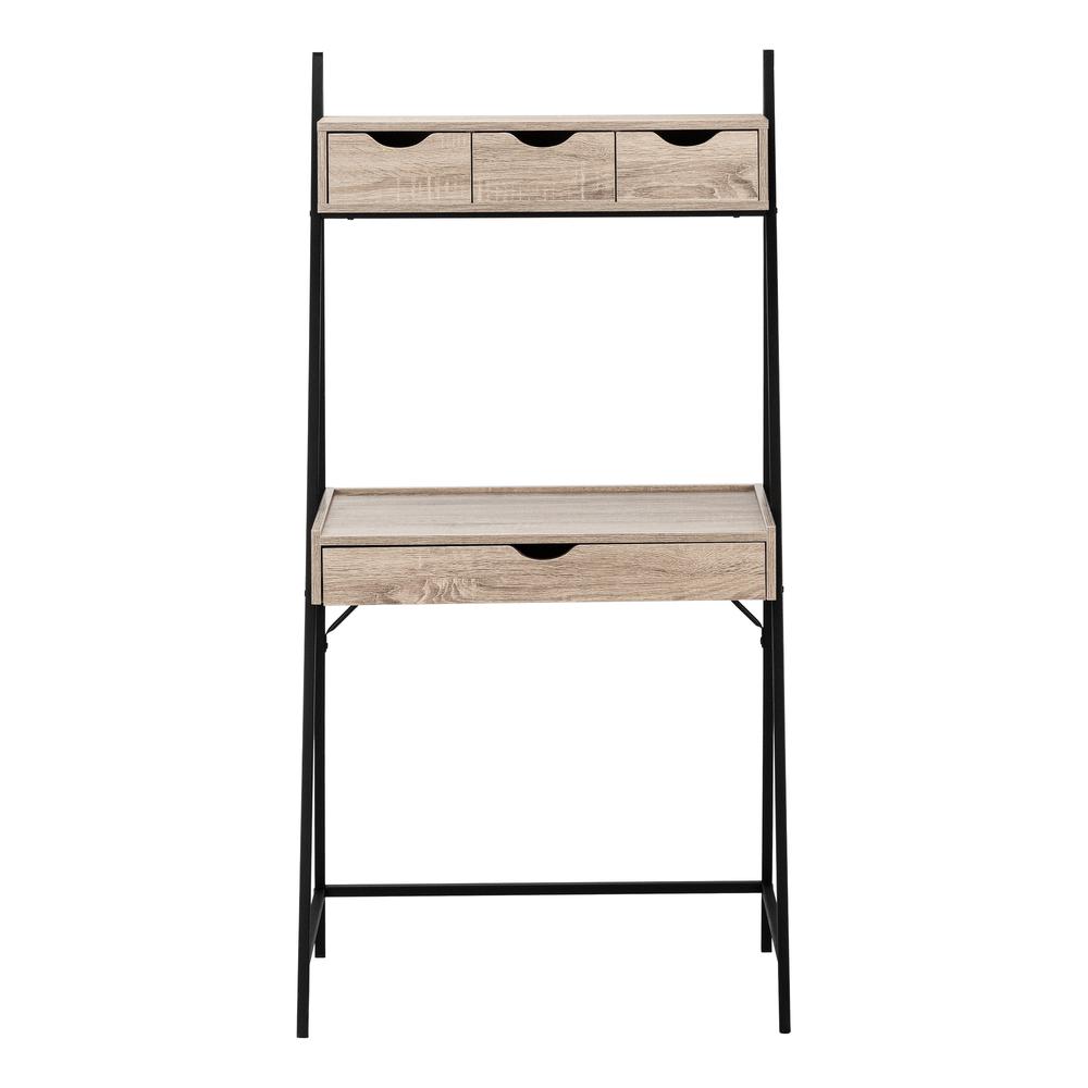 Computer Desk, Home Office, Laptop, Leaning, Storage Drawers, 32L, Work, Brown
