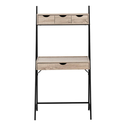 Computer Desk, Home Office, Laptop, Leaning, Storage Drawers, 32L, Work, Brown