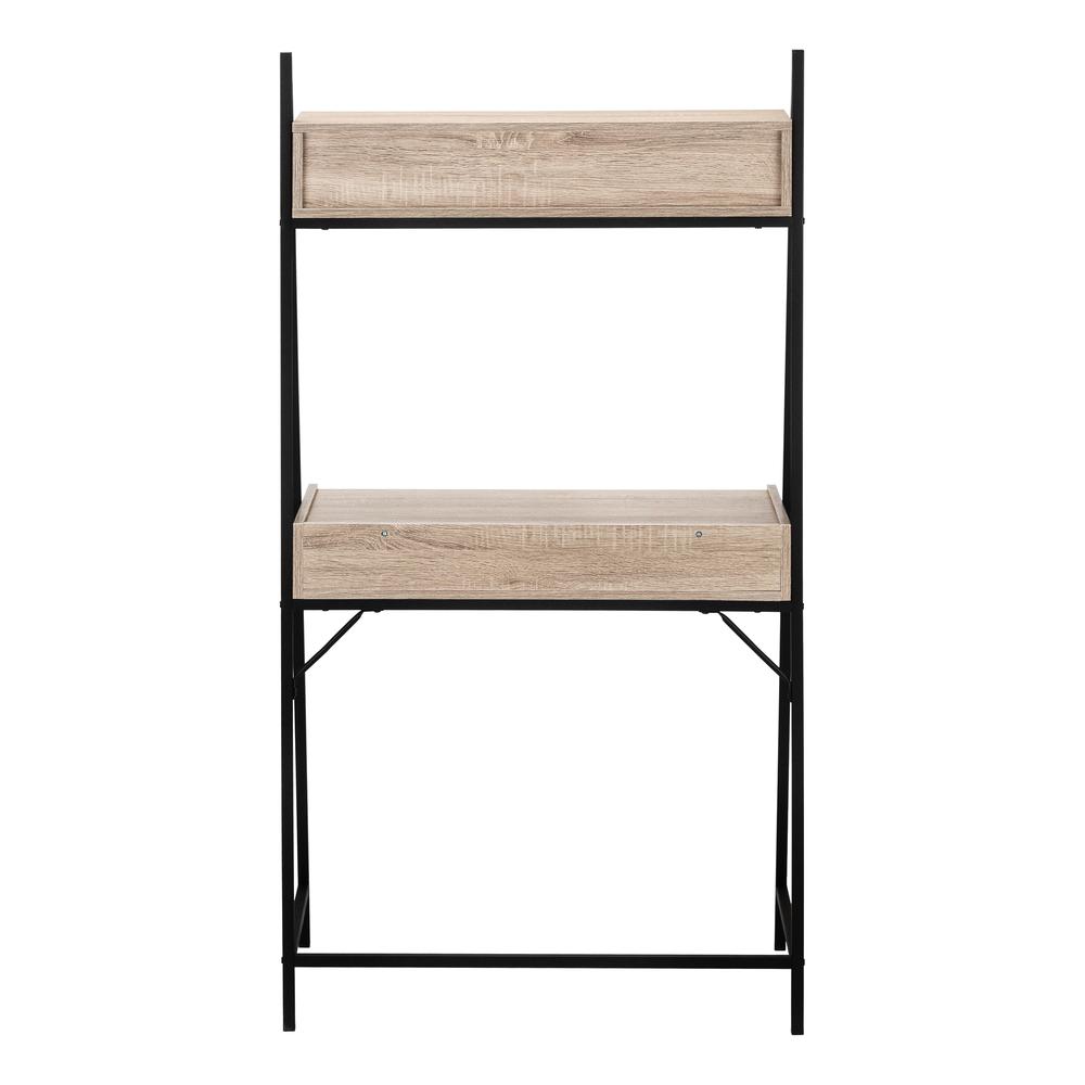 Computer Desk, Home Office, Laptop, Leaning, Storage Drawers, 32L, Work, Brown