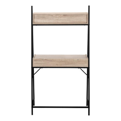 Computer Desk, Home Office, Laptop, Leaning, Storage Drawers, 32L, Work, Brown