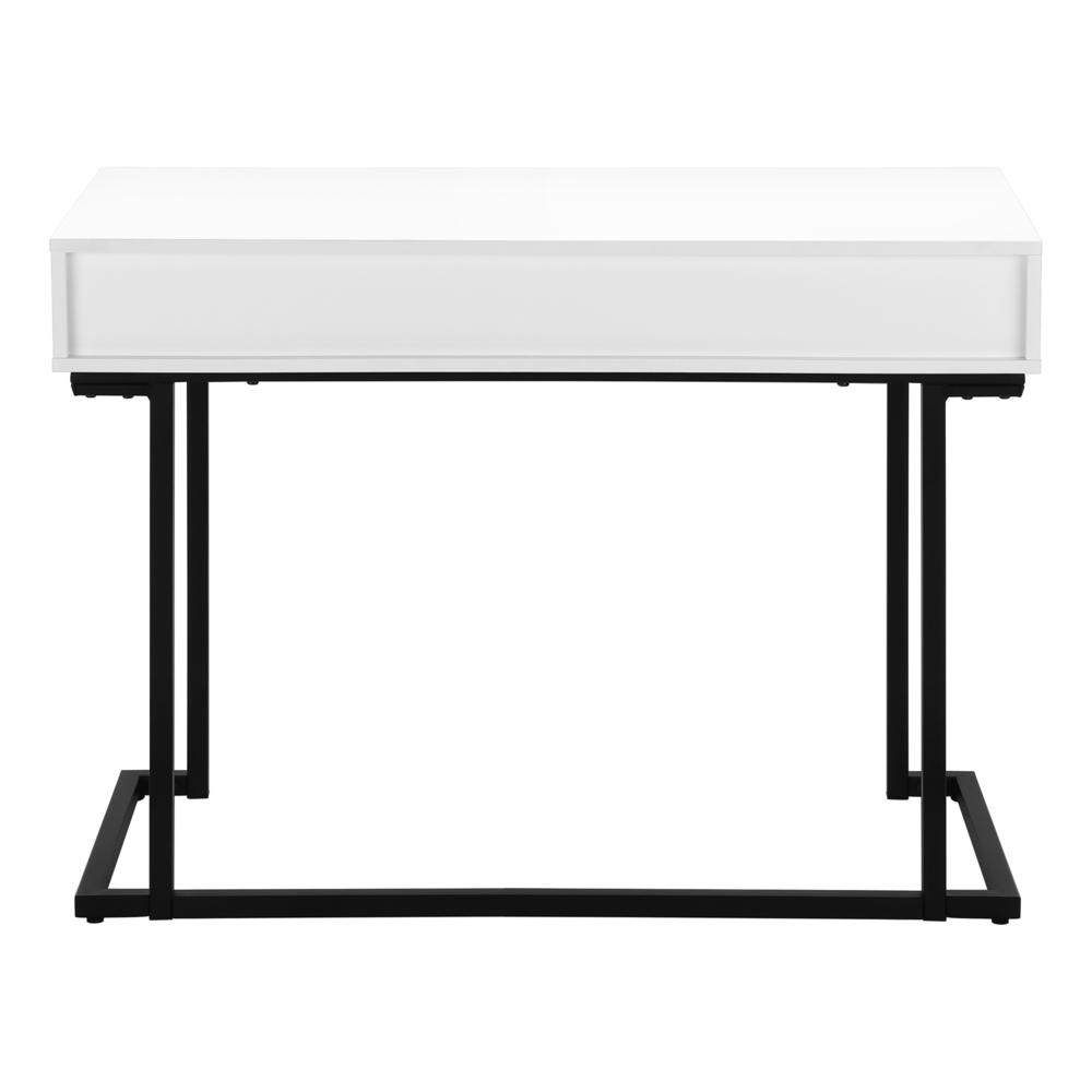Computer Desk, Home Office, Laptop, Storage Drawers, 42L, Work, Glossy White