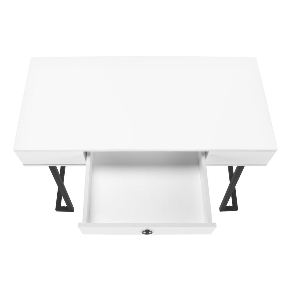Computer Desk, Home Office, Laptop, Storage Drawers, 42L, Work, Glossy White