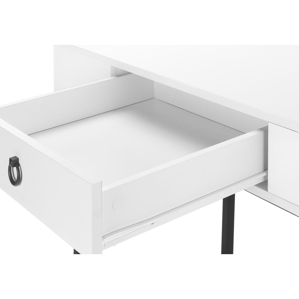 Computer Desk, Home Office, Laptop, Storage Drawers, 42L, Work, Glossy White