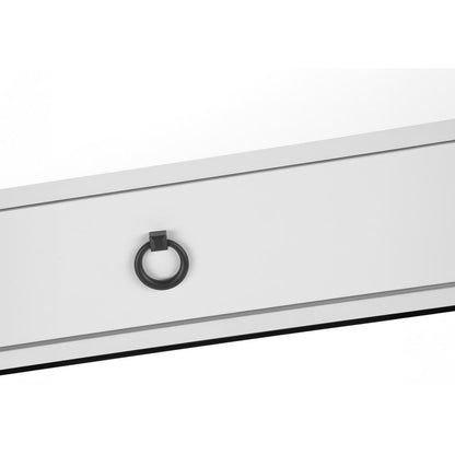 Computer Desk, Home Office, Laptop, Storage Drawers, 42L, Work, Glossy White