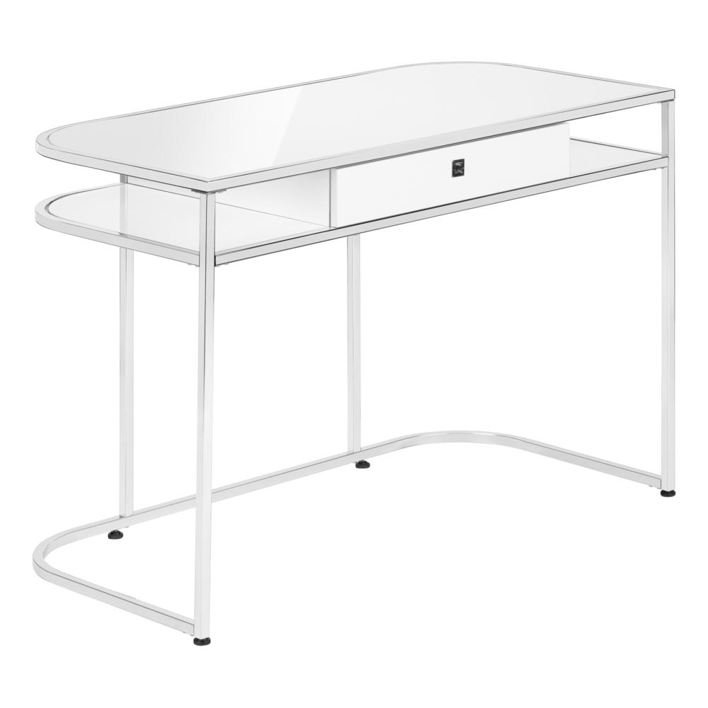 Computer Desk, Home Office, Laptop, Storage Drawers, 48L, Work, White Laminate