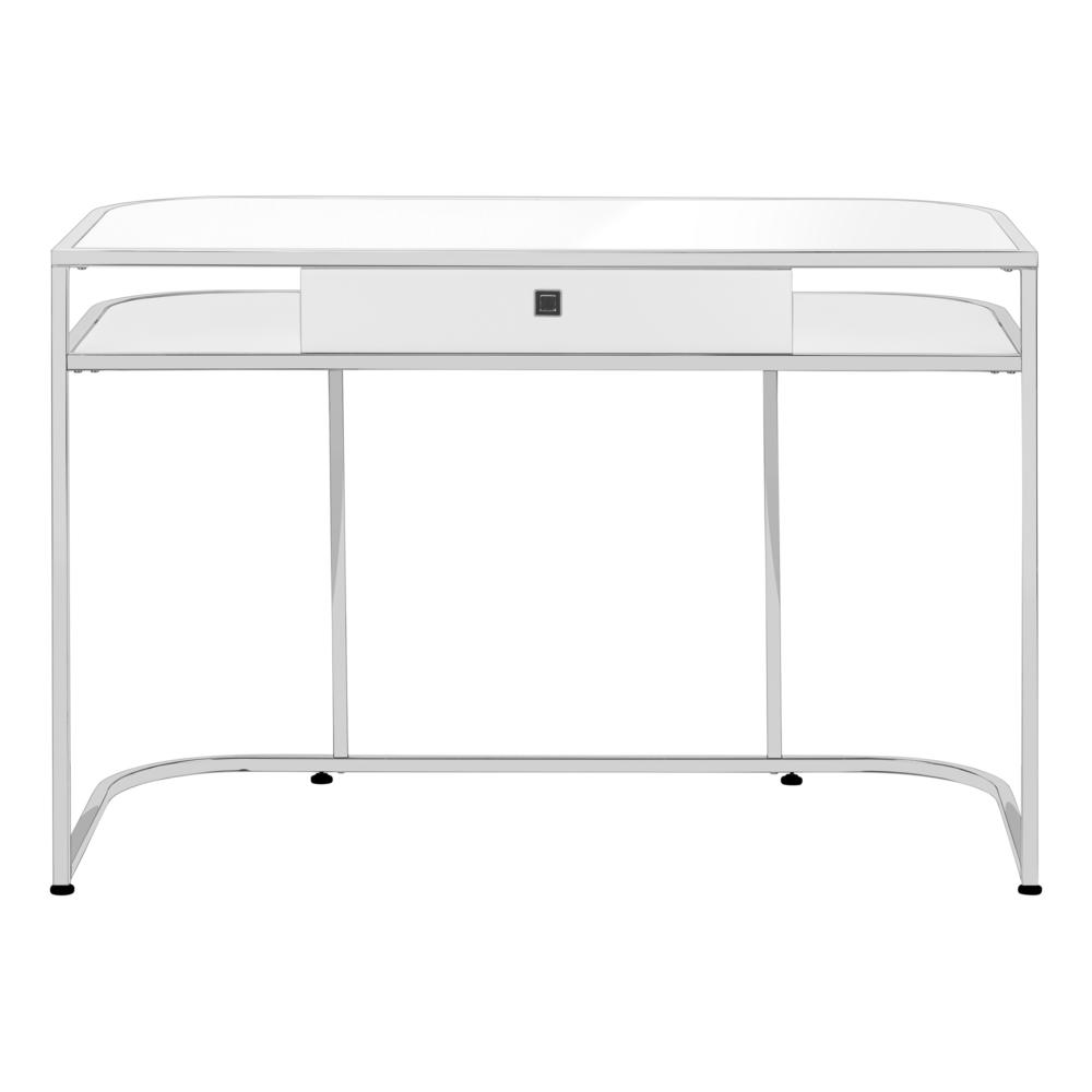 Computer Desk, Home Office, Laptop, Storage Drawers, 48L, Work, White Laminate