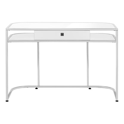 Computer Desk, Home Office, Laptop, Storage Drawers, 48L, Work, White Laminate