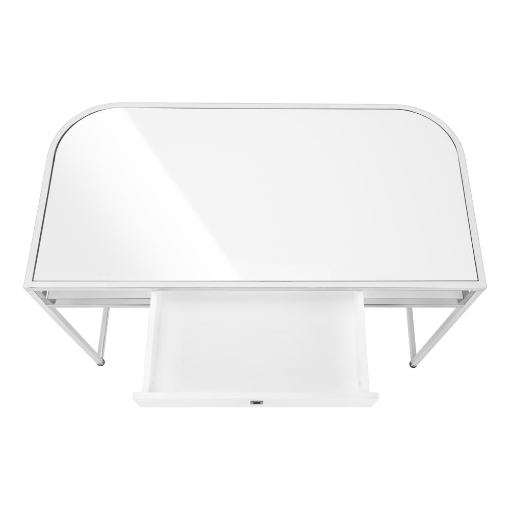 Computer Desk, Home Office, Laptop, Storage Drawers, 48L, Work, White Laminate