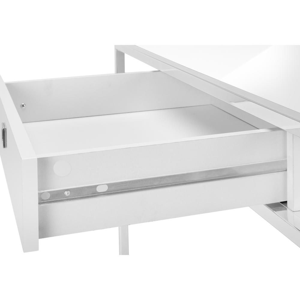 Computer Desk, Home Office, Laptop, Storage Drawers, 48L, Work, White Laminate