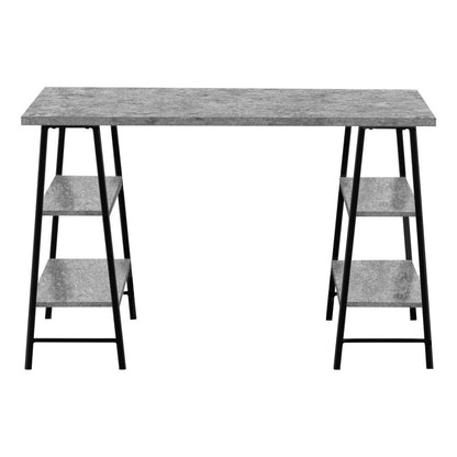 Computer Desk, Home Office, Laptop, Storage Shelves, 48L, Work, Grey Laminate