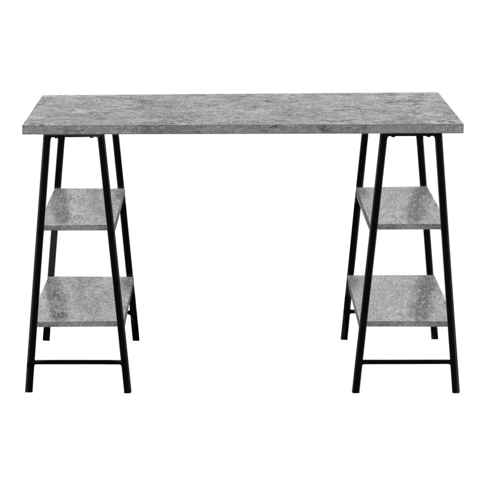 Computer Desk, Home Office, Laptop, Storage Shelves, 48L, Work, Grey Laminate