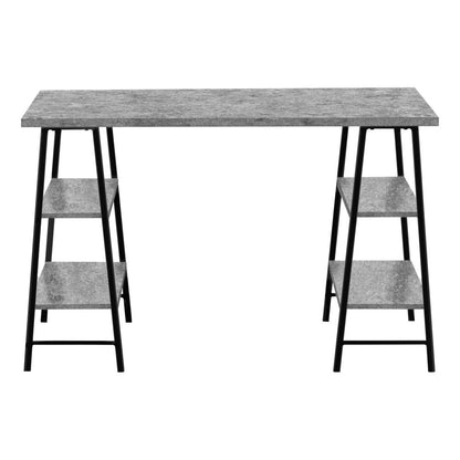 Computer Desk, Home Office, Laptop, Storage Shelves, 48L, Work, Grey Laminate