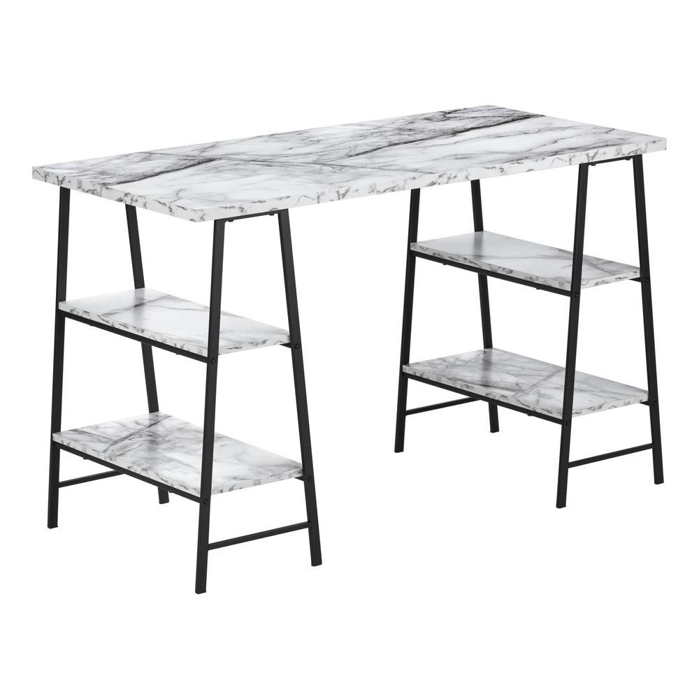 Computer Desk, Home Office, Laptop, Storage Shelves, 48L, Work, White
