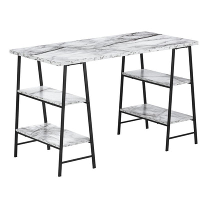 Computer Desk, Home Office, Laptop, Storage Shelves, 48L, Work, White