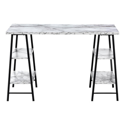 Computer Desk, Home Office, Laptop, Storage Shelves, 48L, Work, White