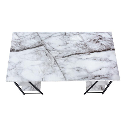 Computer Desk, Home Office, Laptop, Storage Shelves, 48L, Work, White