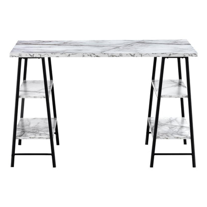 Computer Desk, Home Office, Laptop, Storage Shelves, 48L, Work, White