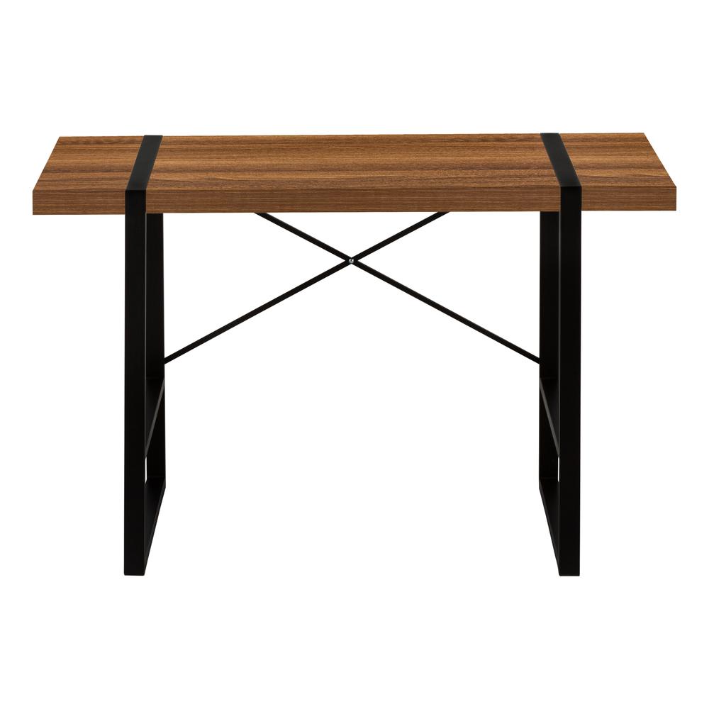 Computer Desk, Home Office, Laptop, 48L, Work, Walnut Laminate, Black