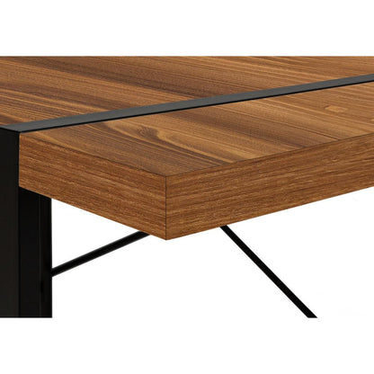 Computer Desk, Home Office, Laptop, 48L, Work, Walnut Laminate, Black