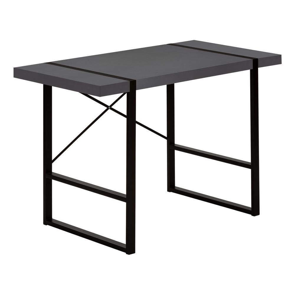 Computer Desk, Home Office, Laptop, 48L, Work, Grey Laminate, Black