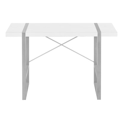 Computer Desk, Home Office, Laptop, 48L, Work, White Laminate, Grey