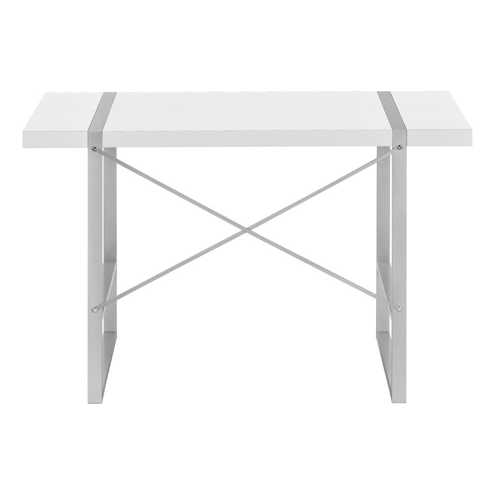Computer Desk, Home Office, Laptop, 48L, Work, White Laminate, Grey