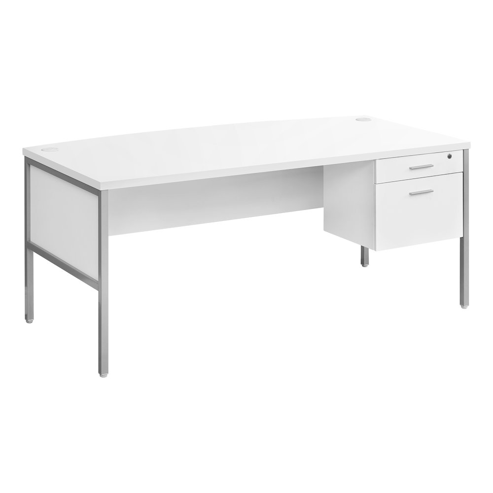 Contemporary Computer Desk in White,Silver color