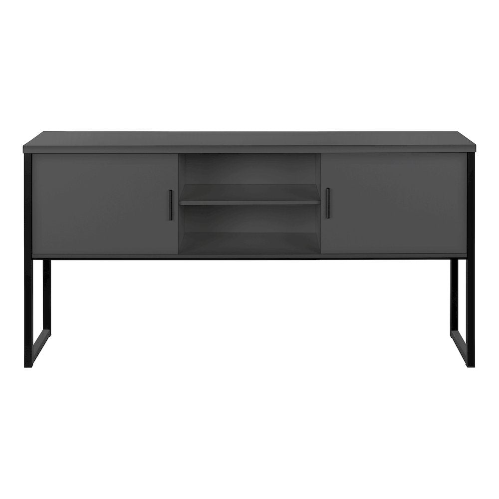 Contemporary Office Hutch in Grey,Black color