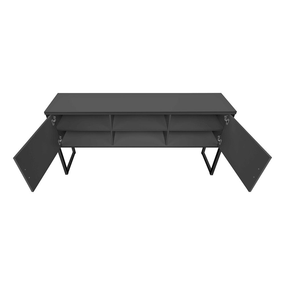 Contemporary Office Hutch in Grey,Black color