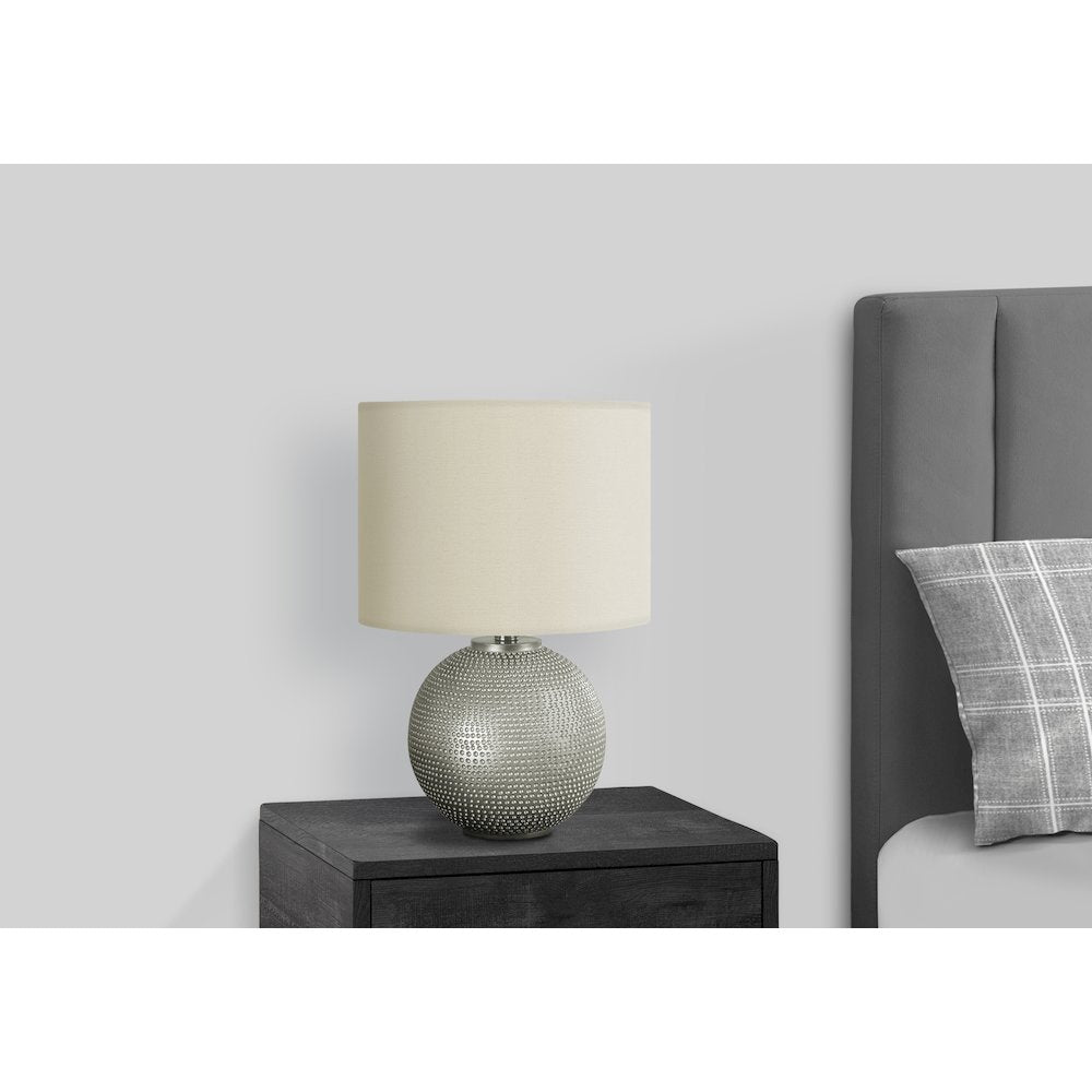 Lighting, 19"H, Table Lamp, Grey Resin, Ivory / Cream Shade, Modern