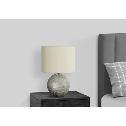 Lighting, 19"H, Table Lamp, Grey Resin, Ivory / Cream Shade, Modern