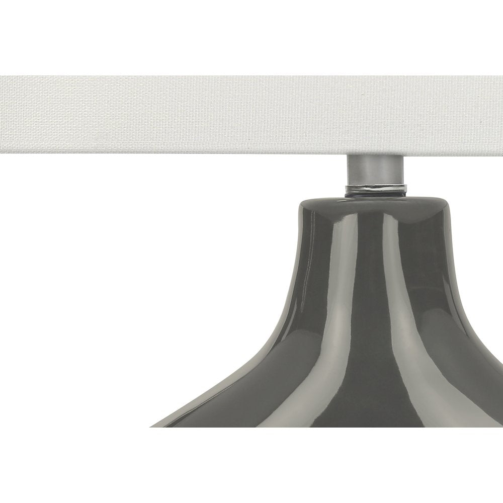 25"H, Table Lamp, Dark Grey Ceramic, Ivory / Cream Shade, Contemporary, Modern