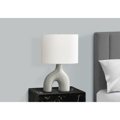 25"H, Table Lamp, Grey Ceramic, Ivory / Cream Shade, Contemporary, Modern