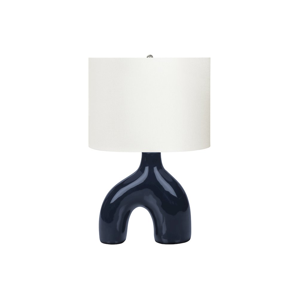 25"H, Table Lamp, Blue Ceramic, Ivory / Cream Shade, Contemporary, Modern