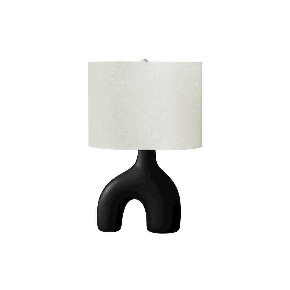 25"H, Table Lamp, Black Ceramic, Ivory / Cream Shade, Contemporary, Modern