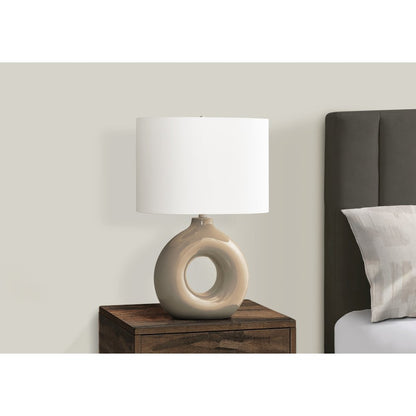 24"H, Table Lamp, Brown Ceramic, Ivory / Cream Shade, Contemporary, Modern