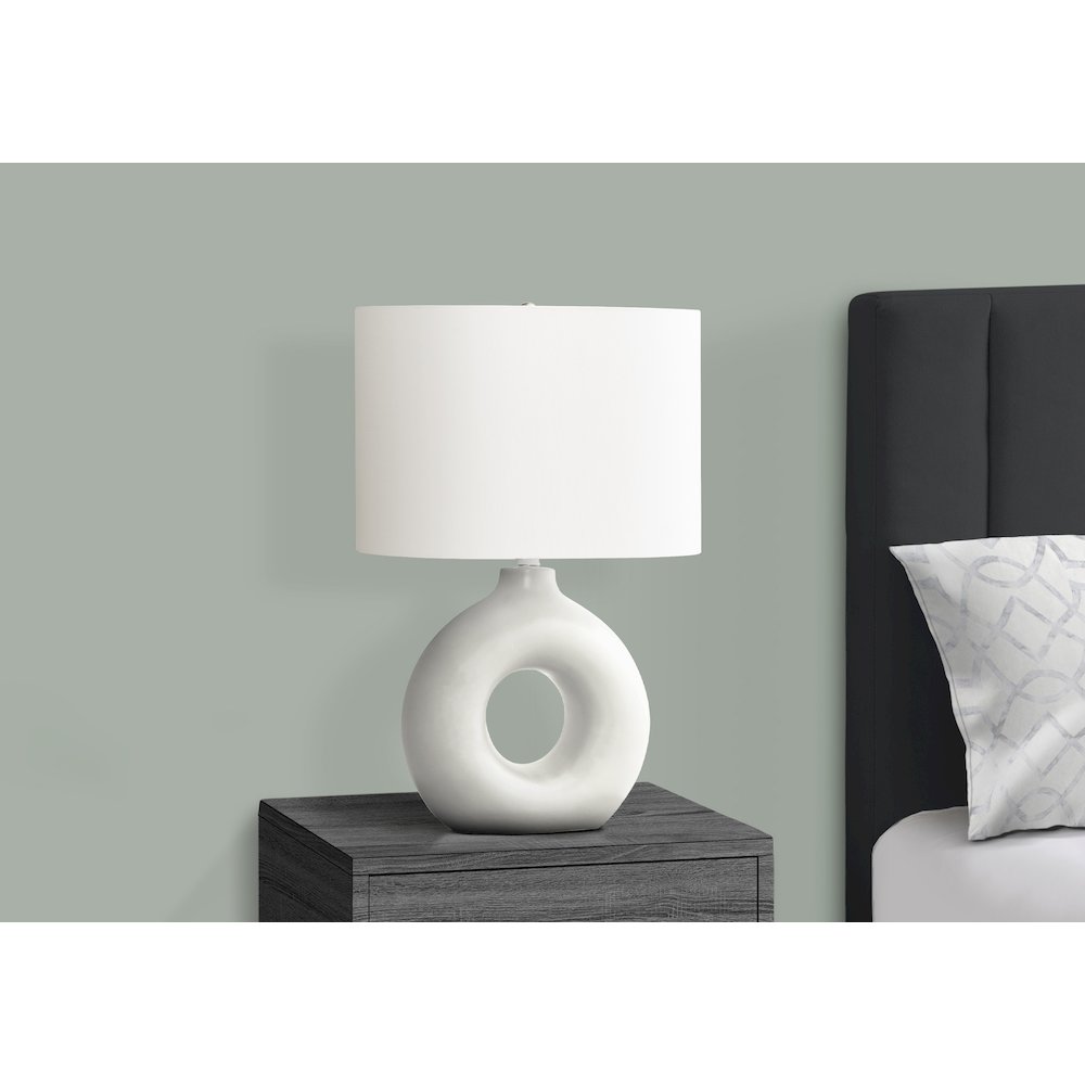 24"H, Table Lamp, White Ceramic, Ivory / Cream Shade, Contemporary, Modern