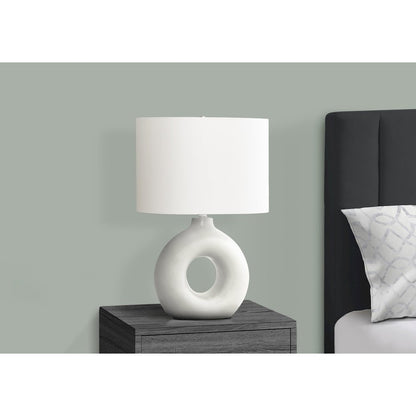 24"H, Table Lamp, White Ceramic, Ivory / Cream Shade, Contemporary, Modern