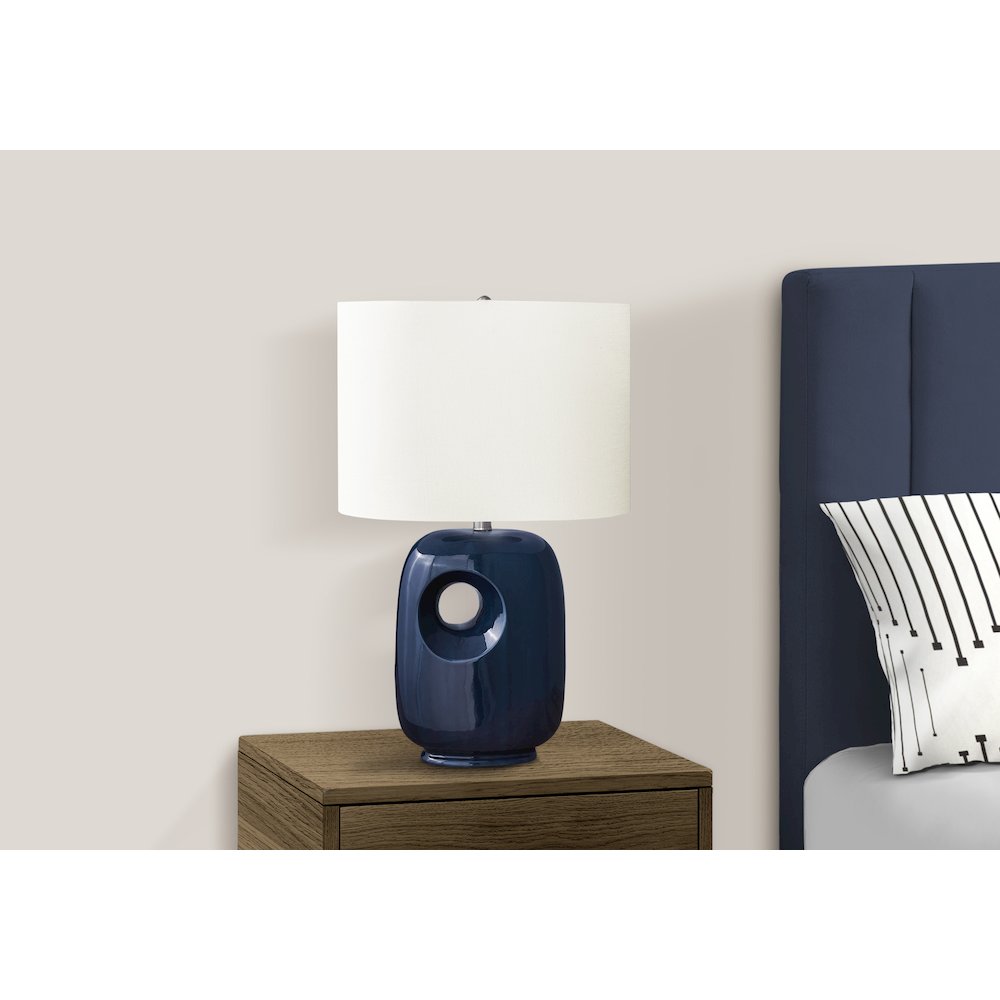 26"H, Table Lamp, Blue Ceramic, Ivory / Cream Shade, Contemporary, Modern