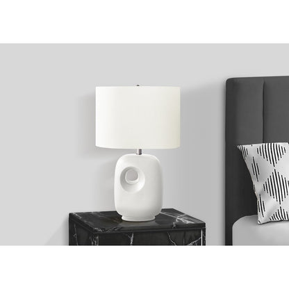 26"H, Table Lamp, White Ceramic, Ivory / Cream Shade, Contemporary, Modern