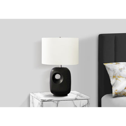 26"H, Table Lamp, Black Ceramic, Ivory / Cream Shade, Contemporary, Modern