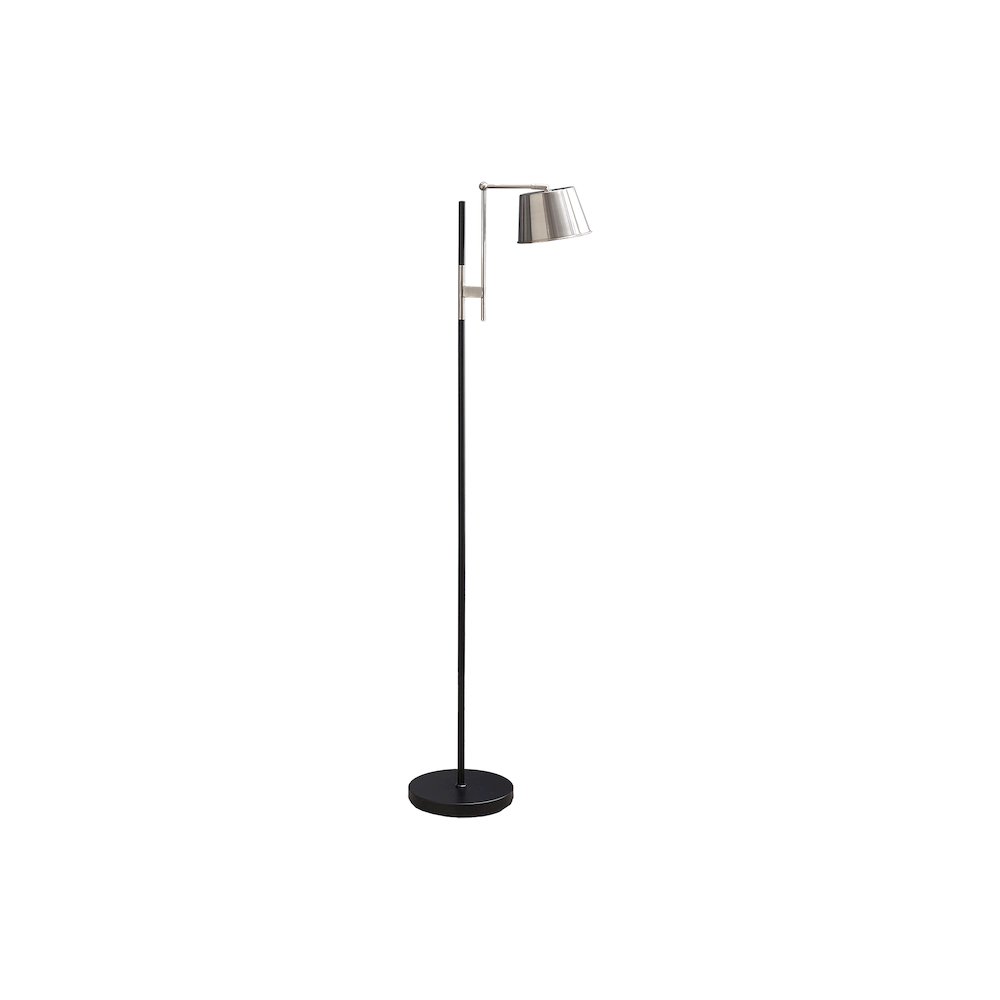 Lighting, 65"H, Floor Lamp, Black Metal, Nickel Shade, Contemporary