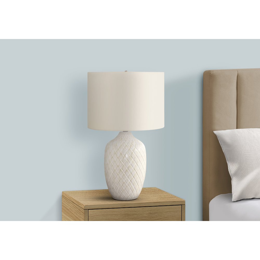 ="Lighting, 25""H, Table Lamp, Cream Ceramic, Ivory / Cream Shade, Transitional