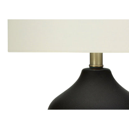 ="Lighting, 22""H, Table Lamp, Black Ceramic, Ivory / Cream Shade, Transitional